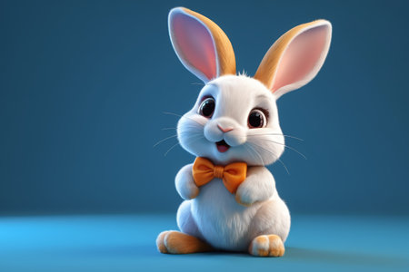 Cute cartoon bunny with bow imageの素材