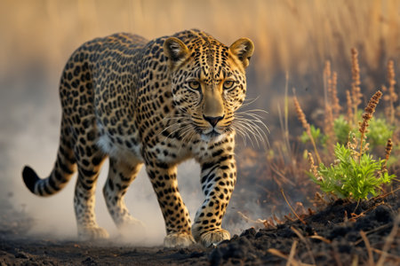 Panthers walking in the wildの素材