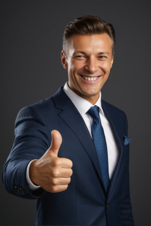 Men in suits give thumbs upの素材
