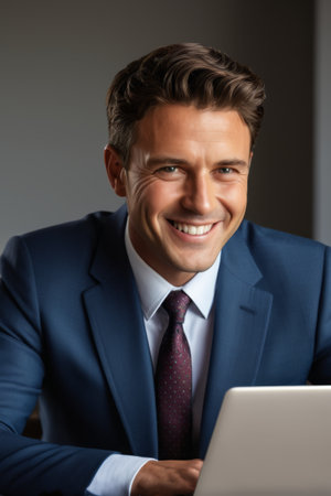 Suit men using laptopsの素材