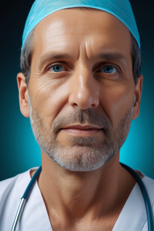 Close up of a male doctor's bustの素材