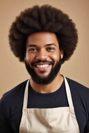 Bust of a smiling adult man of African descentの素材
