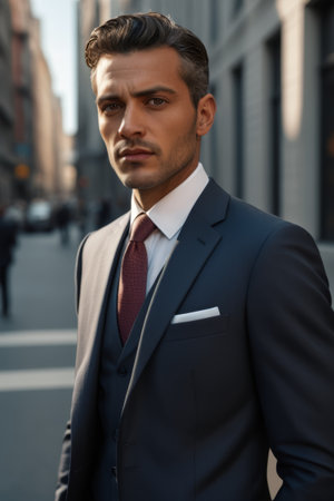 Portrait of a man in a street suitの素材