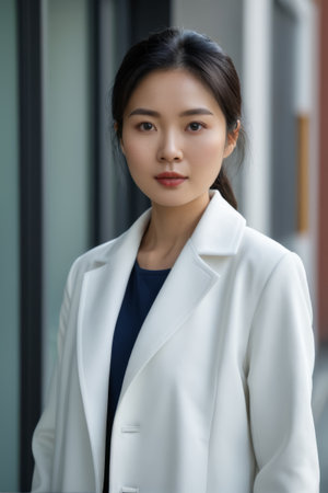 Portrait of a working woman standing outdoorsの素材