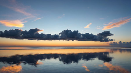 Beach sunset sky reflection sceneの素材