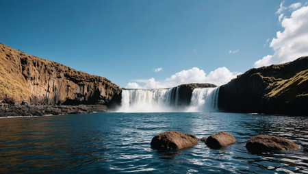 Iceland's natural scenery and panoramic views of waterfallsの素材