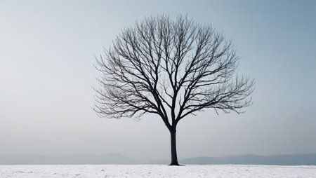 Lonely leafless trees in the snowの素材