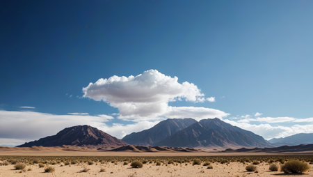 Desert mountains and blue sky and white clouds landscapeの素材