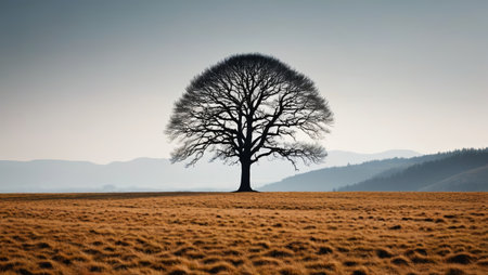 The lonely big tree in the wildernessの素材