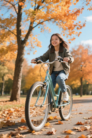 Girls' Autumn Park Cyclingの素材