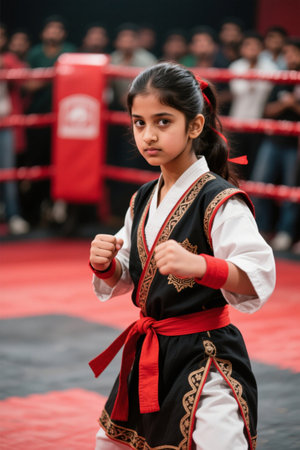 Young athletes in martial arts competitionsの素材