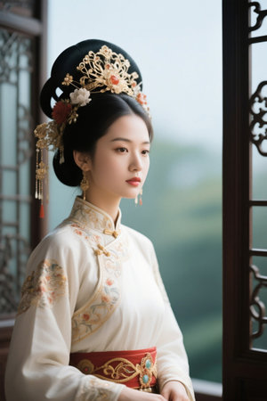 Portrait of a woman in ancient Hanfuの素材