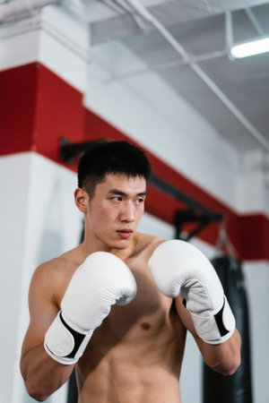 Boxers in the gym ready to throw punchesの素材