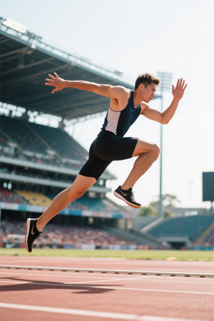 Stadium athletes runningの素材