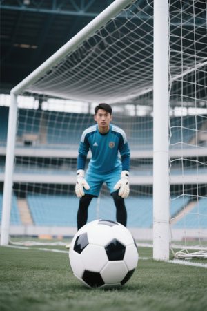 Goalkeeper on the football fieldの素材