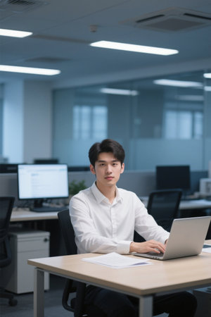 Office workers working on laptopsの素材