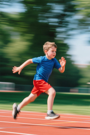 Outdoor Stadium Boys Running Materialの素材