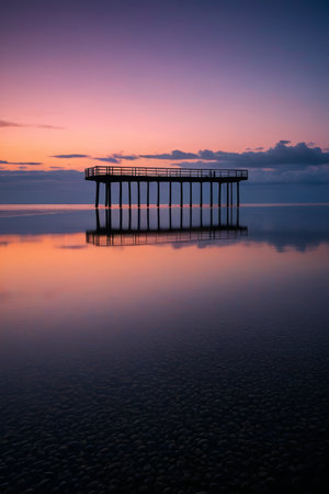 Sunrise view of the seaside pierの素材