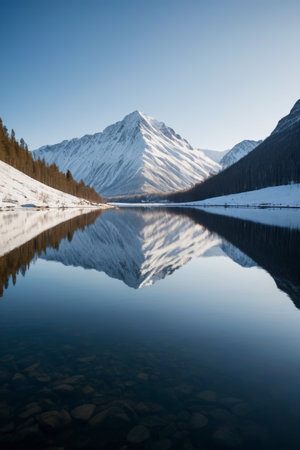 Snow Mountain Lake Natural Sceneryの素材