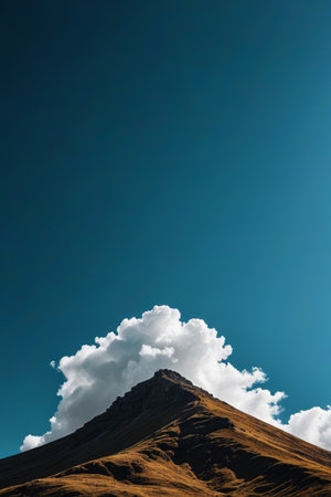 Mountain view and white clouds under the blue skyの素材