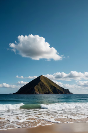 Lonely mountain and sea view by the beachの素材