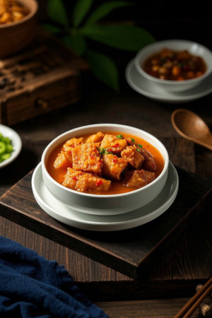 Close up of Chinese dish tofuの素材