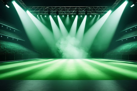 Empty venue under stage spotlightsの素材