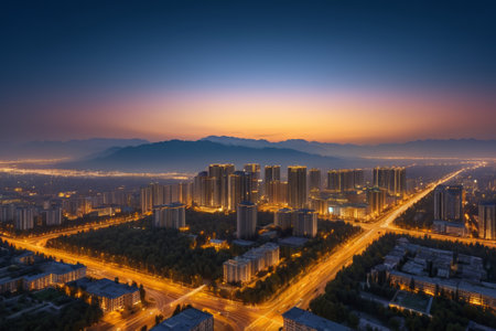 Overlooking the city at duskの素材