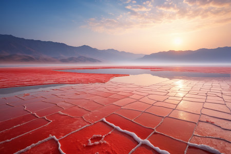 Red Salt Lake Sunset Natureの素材