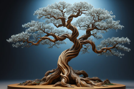 Art bonsai tree with intertwined rootsの素材