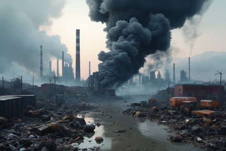 Panorama of environmental pollution in factoriesの素材