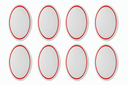 White oval red margined blank labelの素材