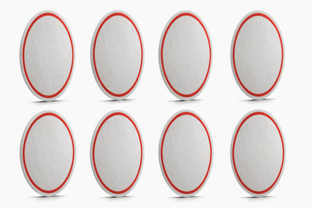 White oval with red border label materialの素材