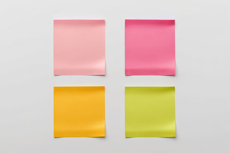 Close up of four color blank sticky note paperの素材