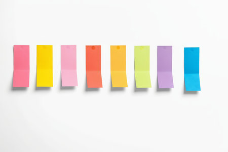 Colorful sticky notes arranged neatlyの素材