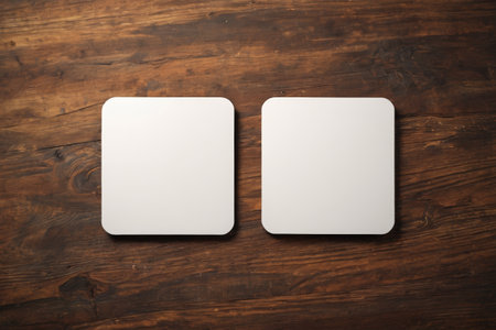 White square object on wooden backgroundの素材