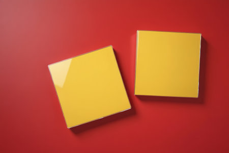 Yellow square item on red backgroundの素材