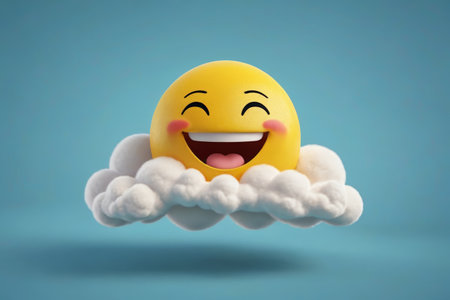 Smiley face emoji on the cloudの素材