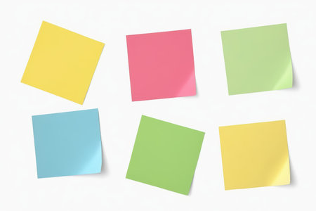 Close up of colored sticky notesの素材