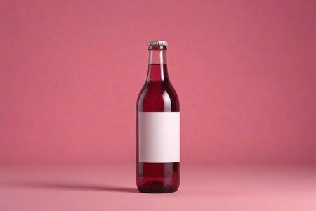 Glass beverage bottle on pink backgroundの素材