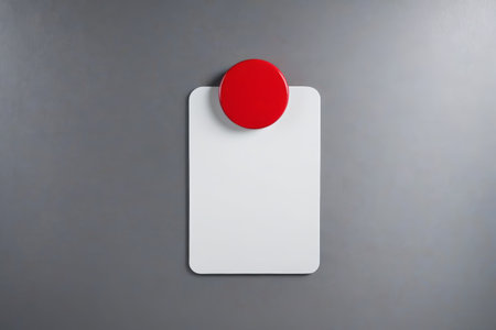 Red round white card combination on gray backgroundの素材