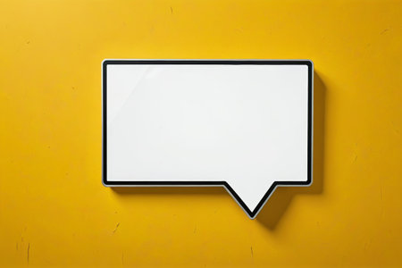 White dialog bubbles on yellow backgroundの素材