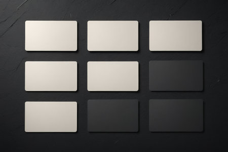 Blank business card display on black backgroundの素材