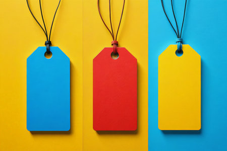 Colorful blank hangtag close upの素材