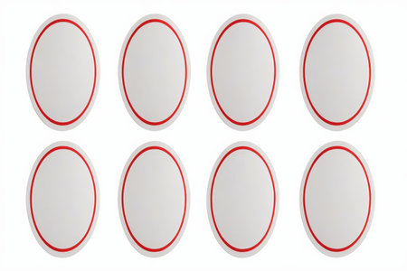 White oval red margined blank label materialの素材