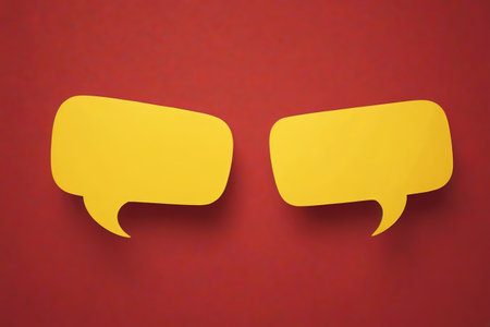 Yellow dialog bubbles on a red backgroundの素材