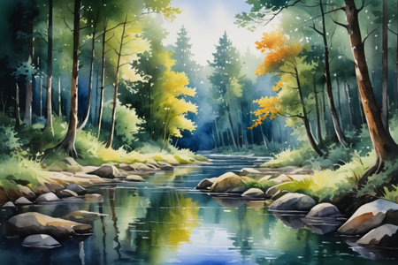 Natural scenery of rivers in forestsの素材