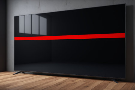 Large screen TV in a modern roomの素材