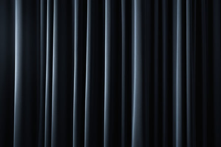Dark blue pleated curtain backgroundの素材
