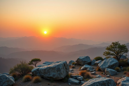 Sunrise on the top of the mountain natural sceneryの素材